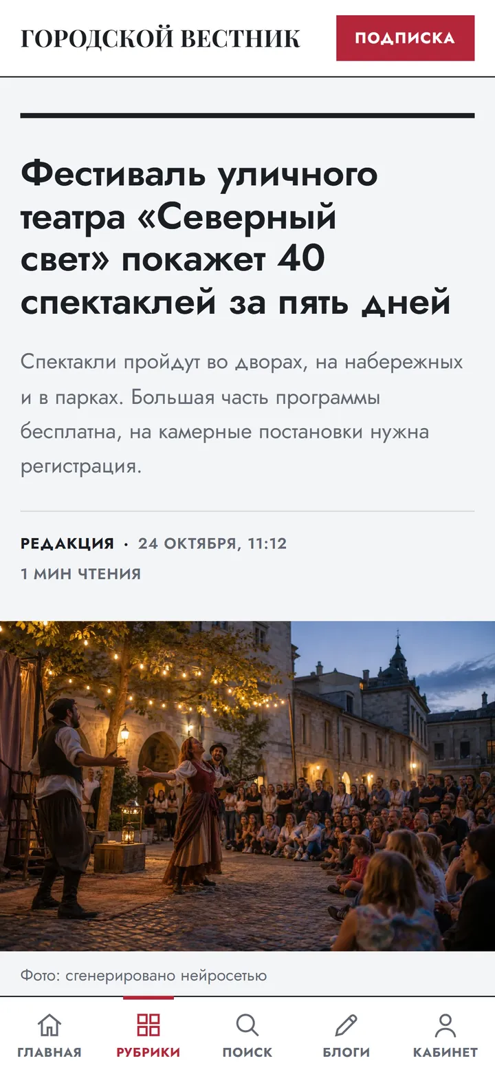 Статья в теме Daily на экране телефона